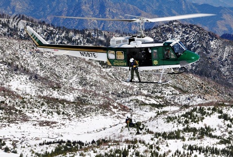Kern County Sheriff's Helicopter Flying over Snowie Rocky Area